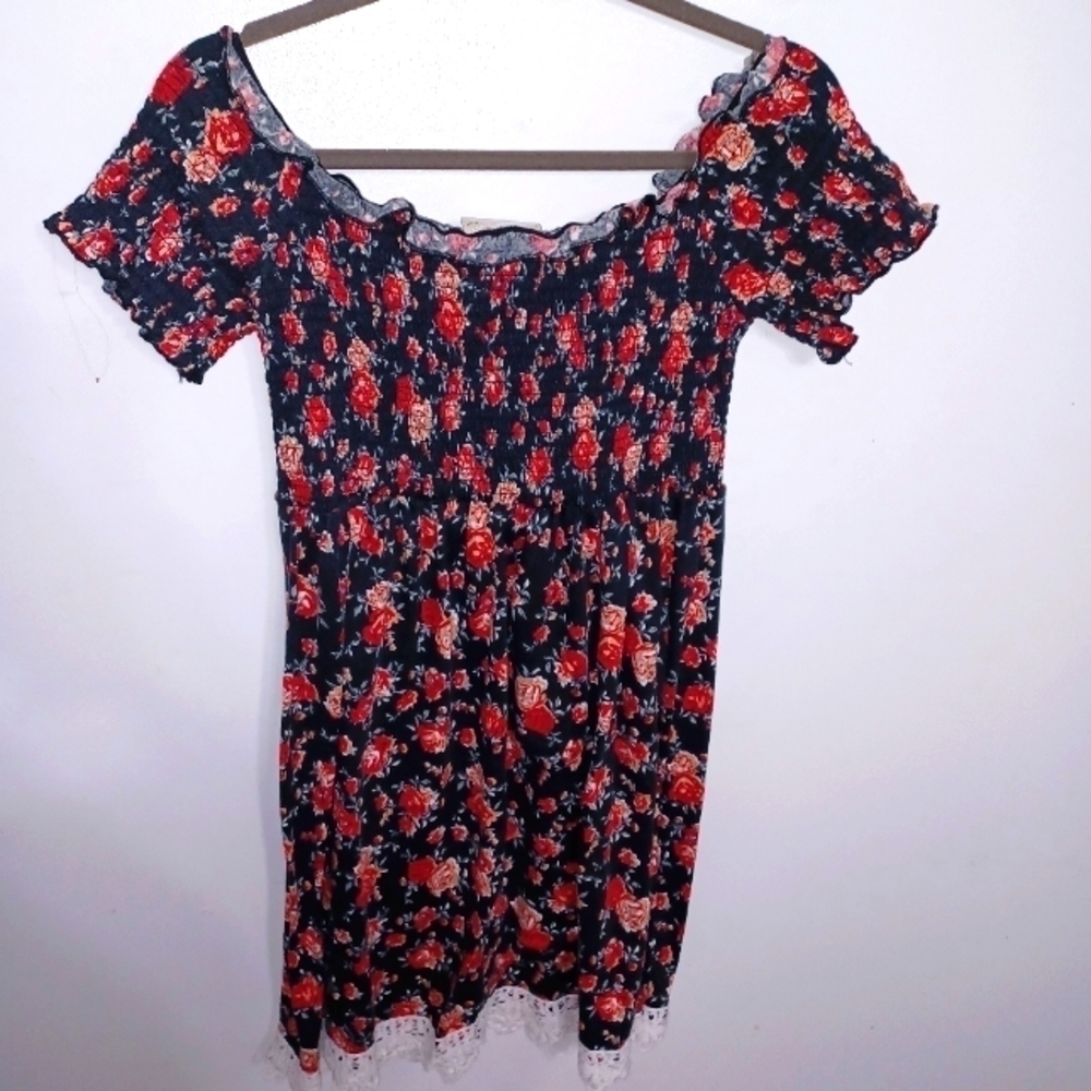Black and Red Floral Dress W Sz XL - Picture 2 of 6